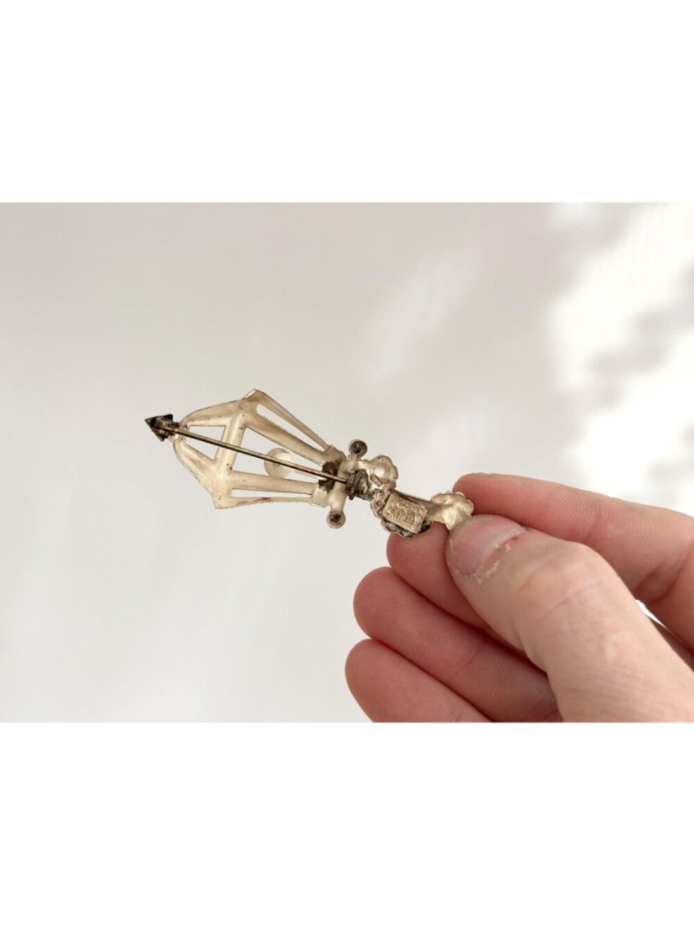 Lang Sterling Circa 1950's Lamp Post Citrine Sterling Silver 925 Vintage Brooch - Picture 5 of 13